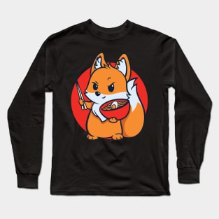Fox Eating Ramen Long Sleeve T-Shirt